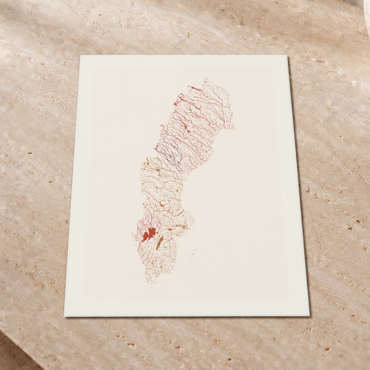 Beautiful Rivers — Suécia — Terracota e areia, Impressão fine art · 45 × 60 cm, Margem branca