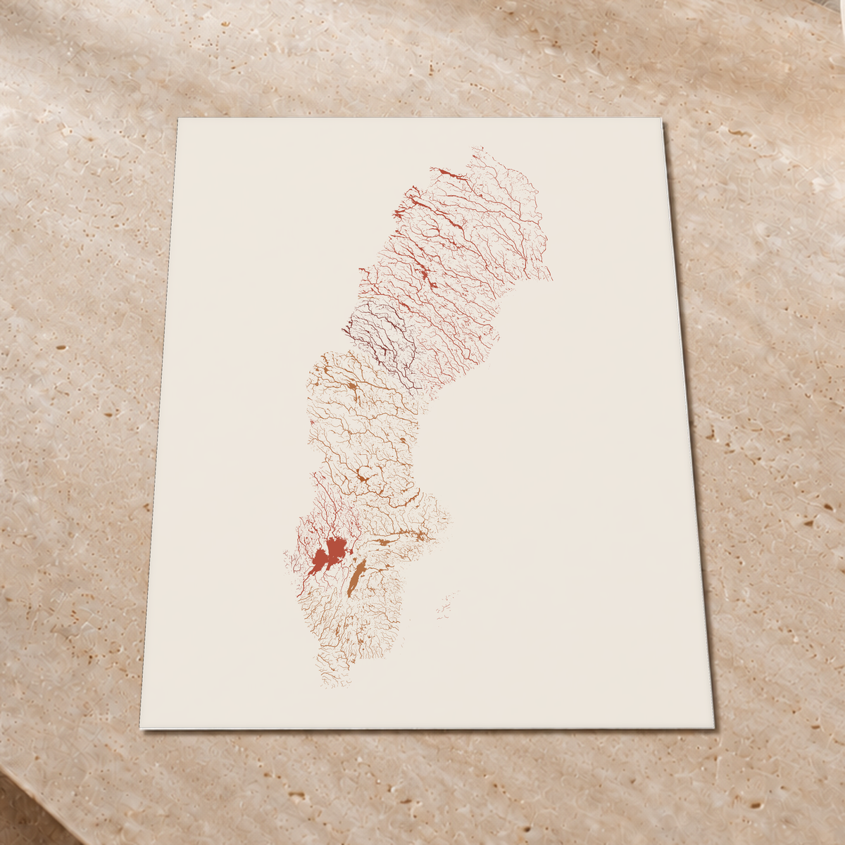 Beautiful Rivers — Suécia — Terracota e areia, Impressão fine art · 60 × 80 cm, Sem margem