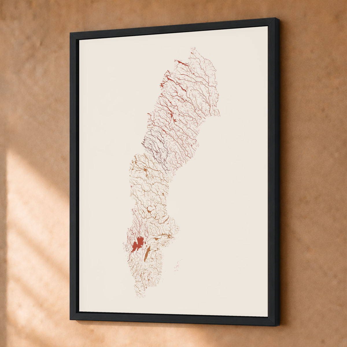 Beautiful Rivers — Suécia — Terracota e areia, Fine art emoldurado · 30 × 40 cm, Preto · Sem margem