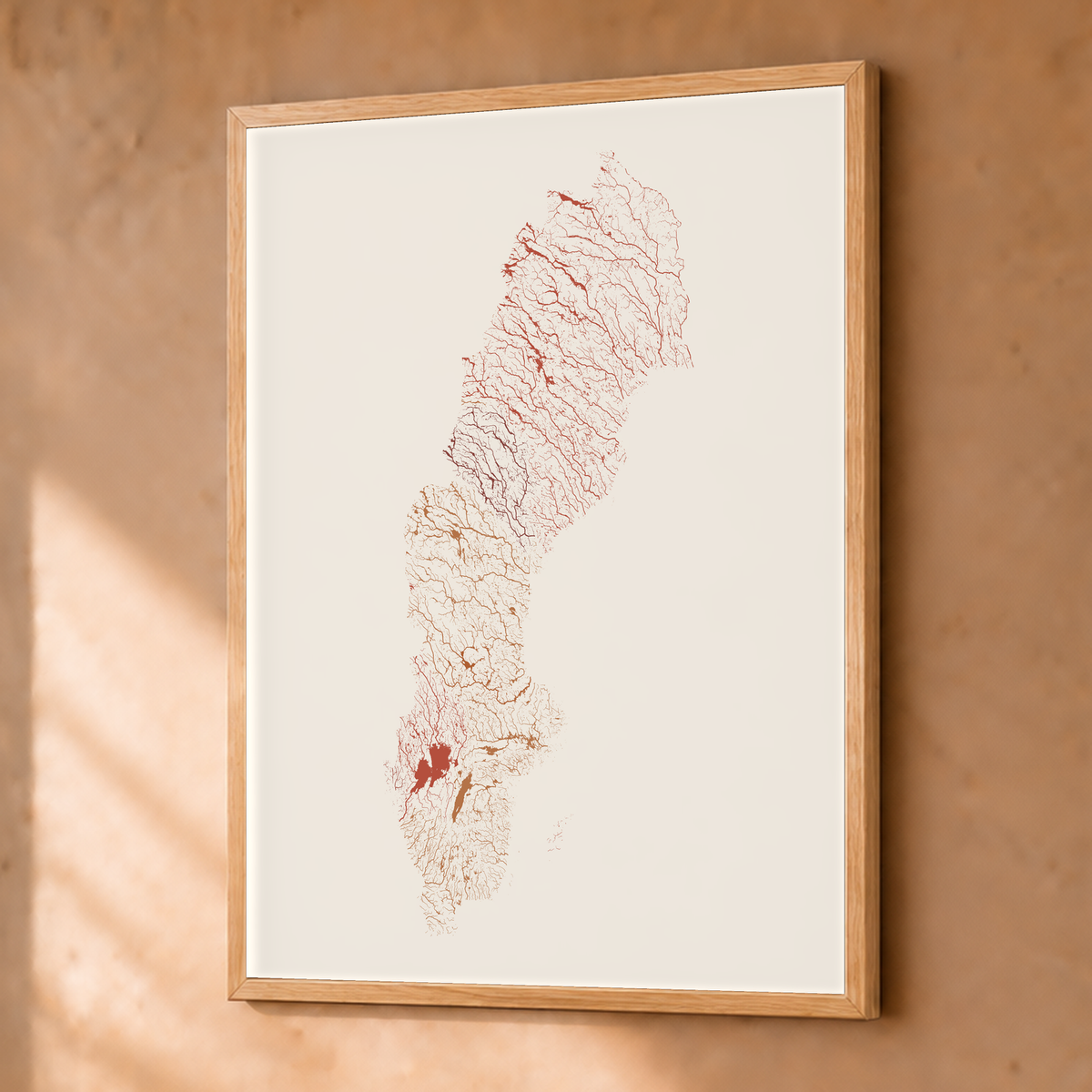 Beautiful Rivers — Suécia — Terracota e areia, Fine art emoldurado · 30 × 40 cm, Natural · Sem margem