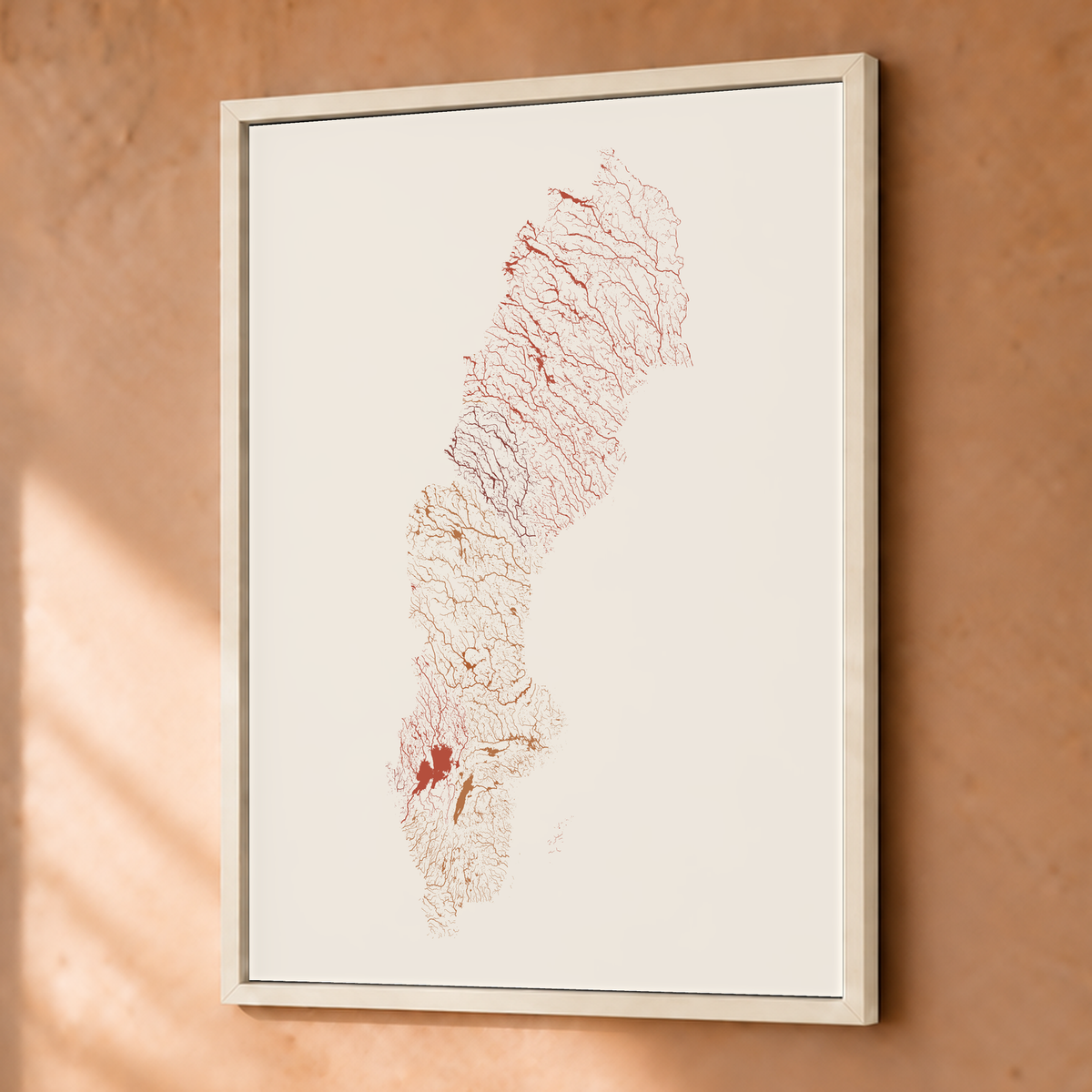 Beautiful Rivers — Suécia — Terracota e areia, Fine art emoldurado · 30 × 40 cm, Branco · Sem margem