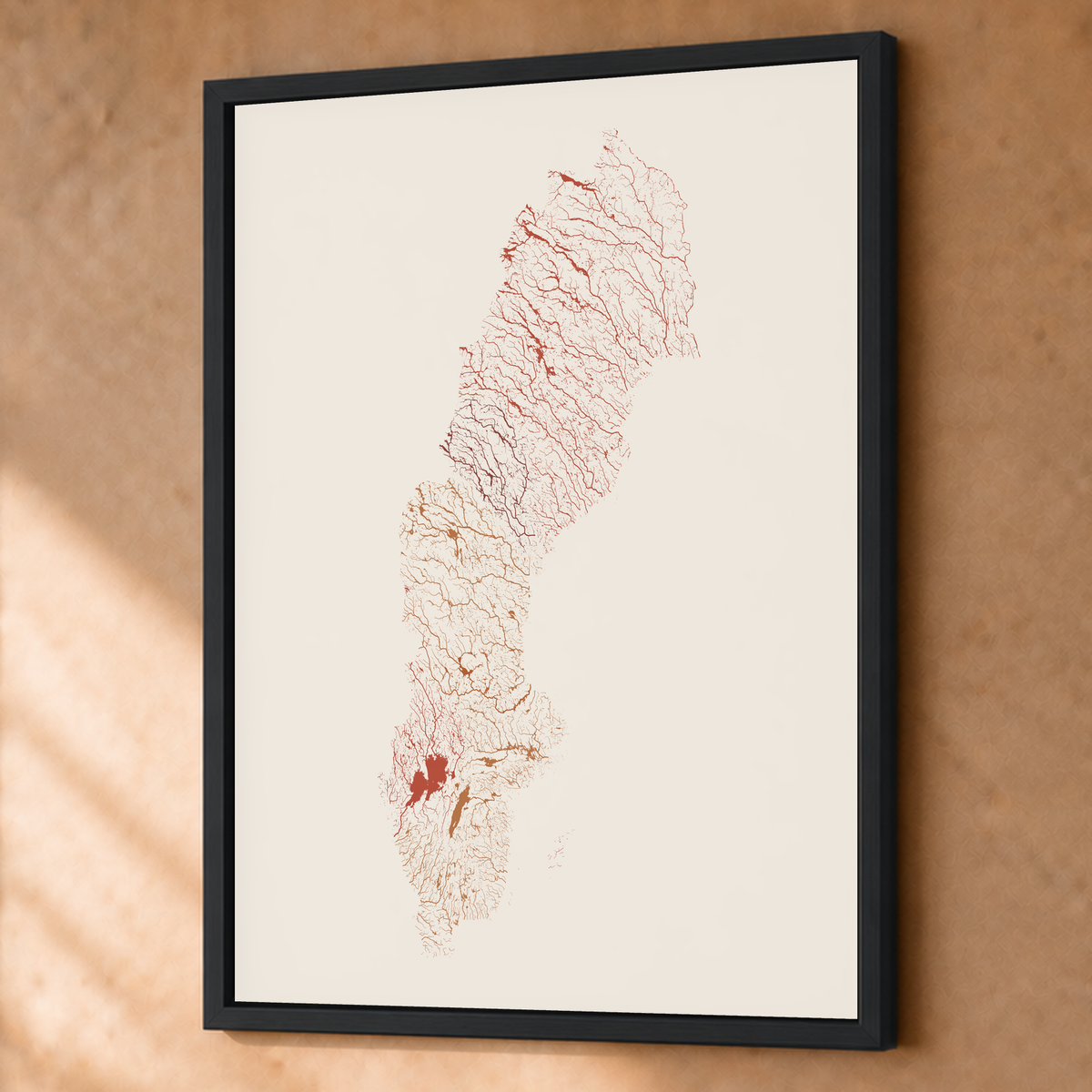 Beautiful Rivers — Suécia — Terracota e areia, Fine art emoldurado · 60 × 80 cm, Preto · Sem margem