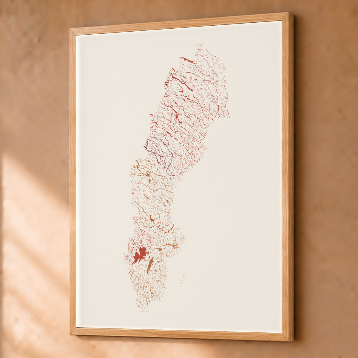Beautiful Rivers — Suécia — Terracota e areia, Fine art emoldurado · 60 × 80 cm, Natural · Sem margem