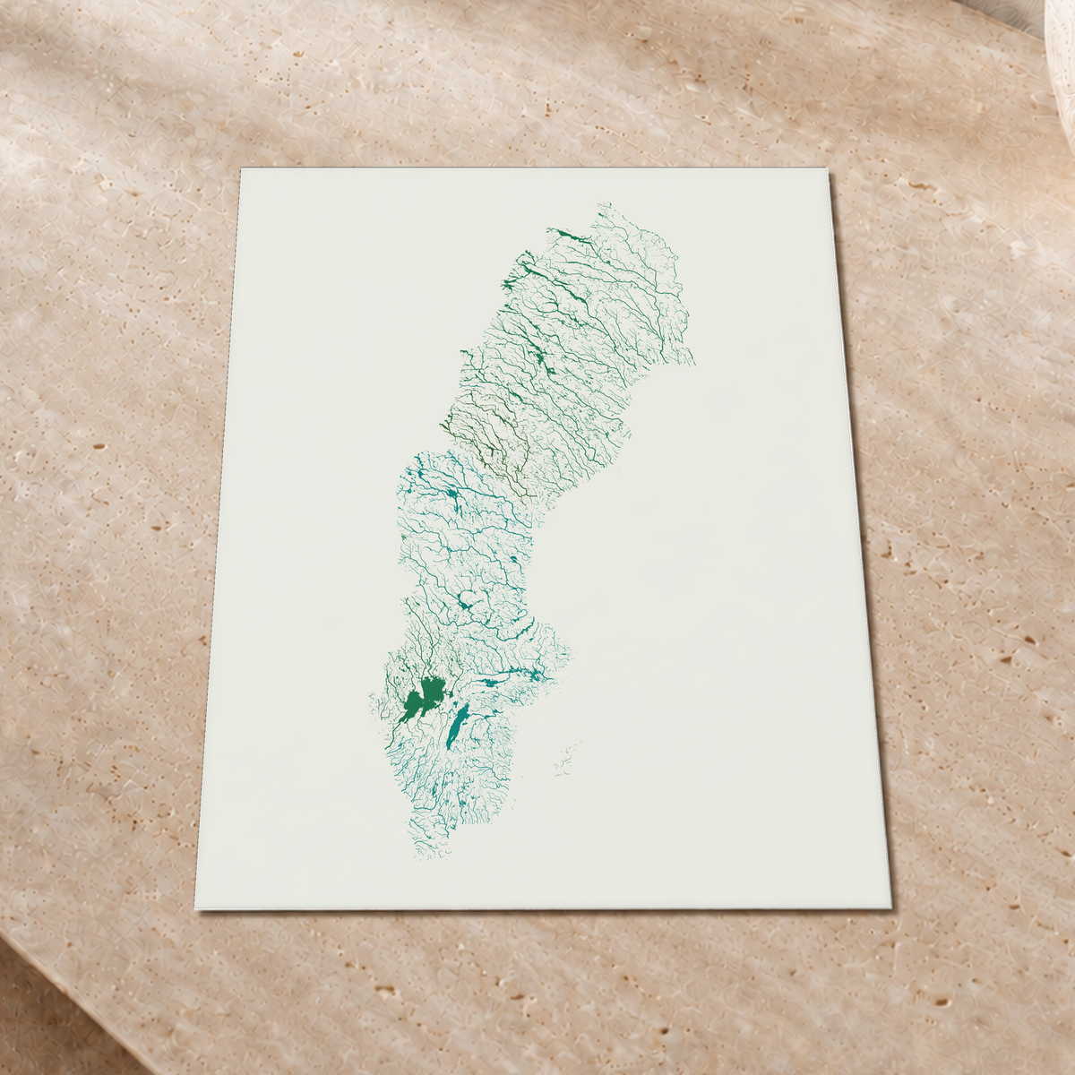 Beautiful Rivers — Suécia — Verde jade e porcelana, Impressão fine art · 30 × 40 cm, Sem margem