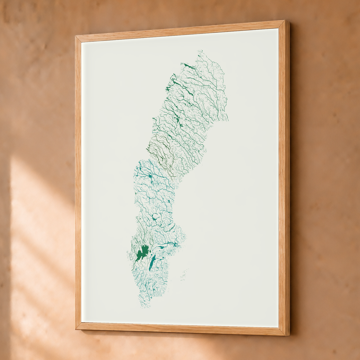 Beautiful Rivers — Suécia — Verde jade e porcelana, Fine art emoldurado · 30 × 40 cm, Natural · Sem margem