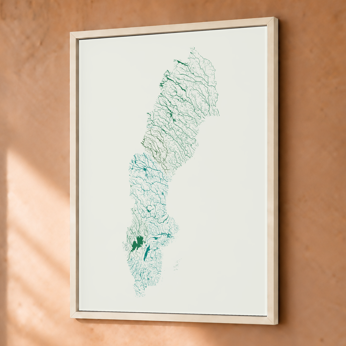 Beautiful Rivers — Suécia — Verde jade e porcelana, Fine art emoldurado · 30 × 40 cm, Branco · Sem margem