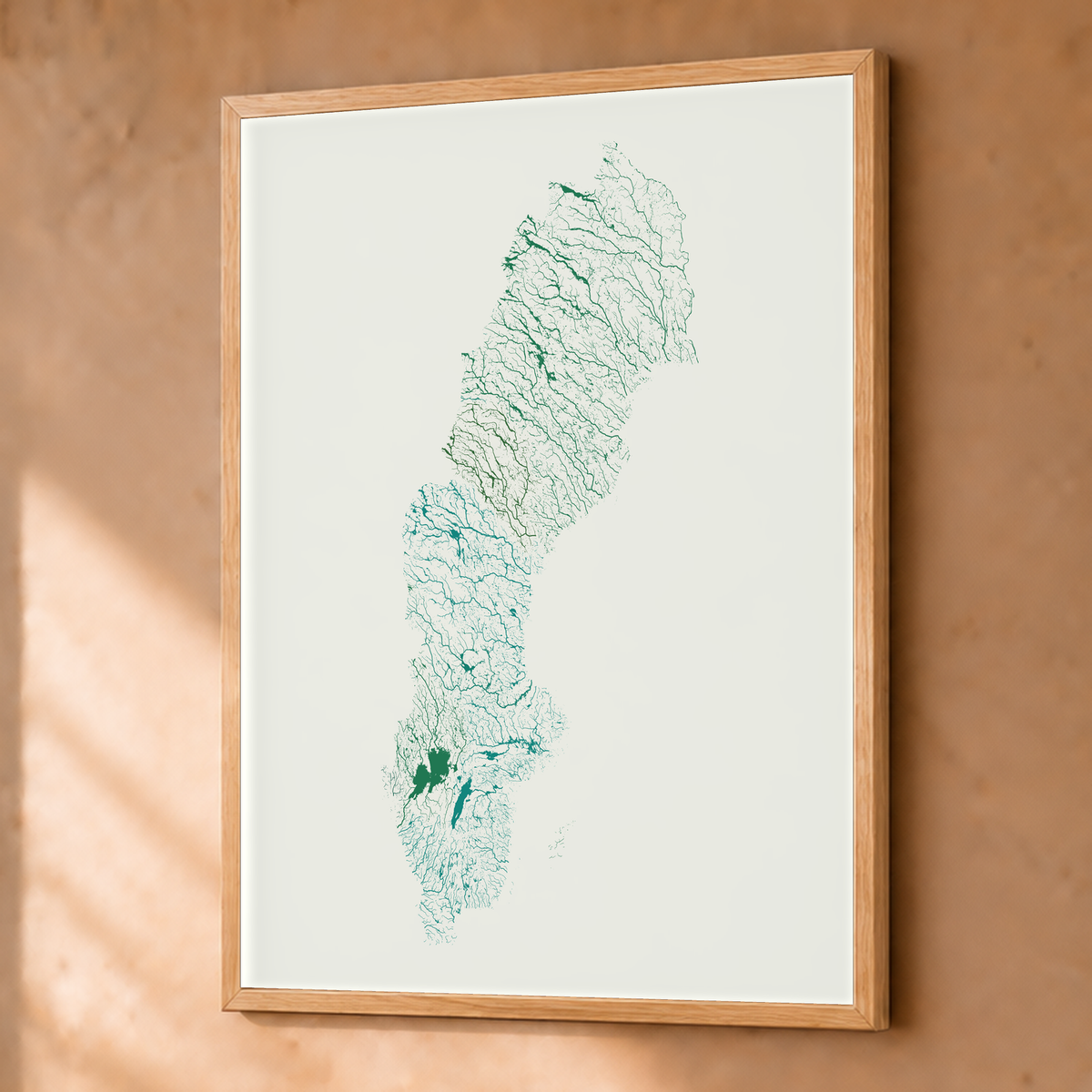 Beautiful Rivers — Suécia — Verde jade e porcelana, Fine art emoldurado · 45 × 60 cm, Natural · Sem margem