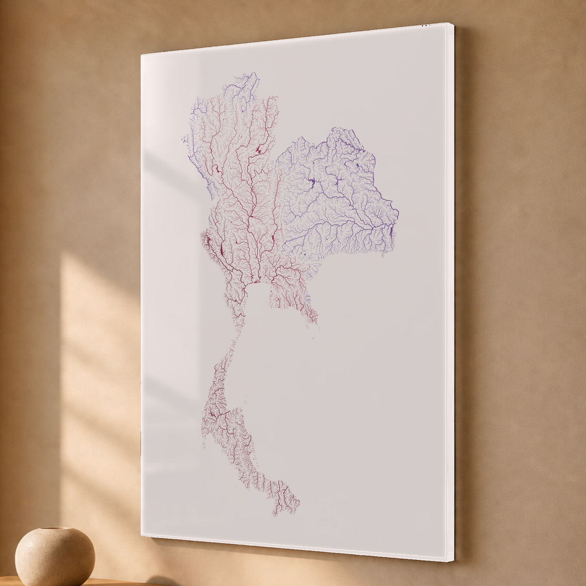 Quadro dos rios da Tailândia — Ameixa e rosé, Sem margem — Acrílico — 2x3