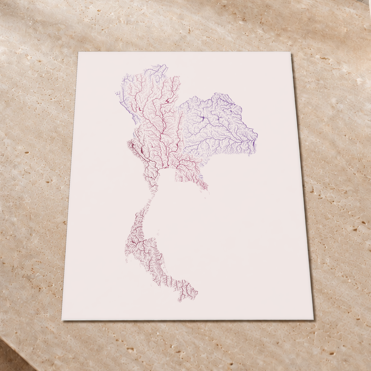Quadro dos rios da Tailândia — Ameixa e rosé, Sem margem — Fine art print — 3x4
