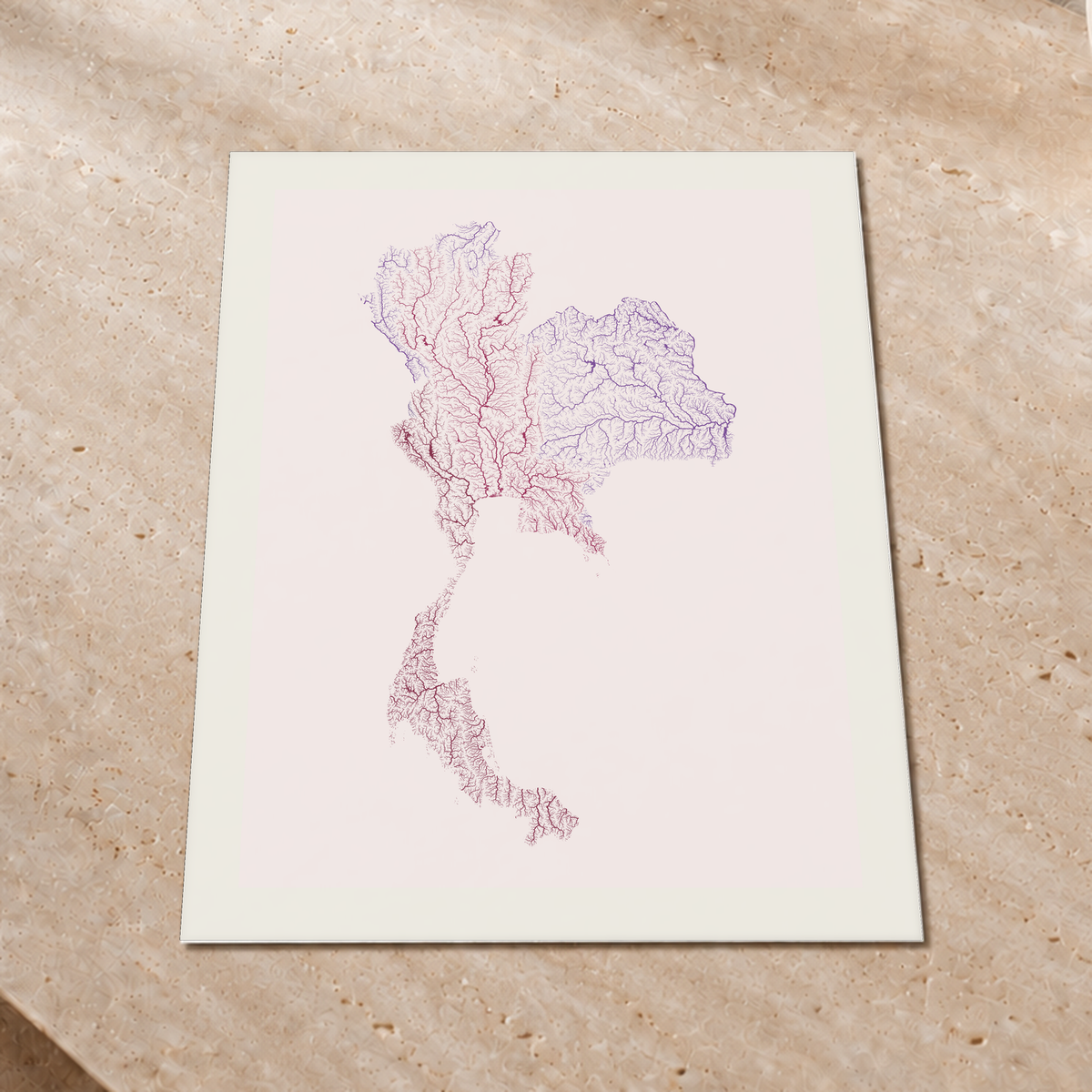 Quadro dos rios da Tailândia — Ameixa e rosé, Margem branca — Fine art print — 3x4
