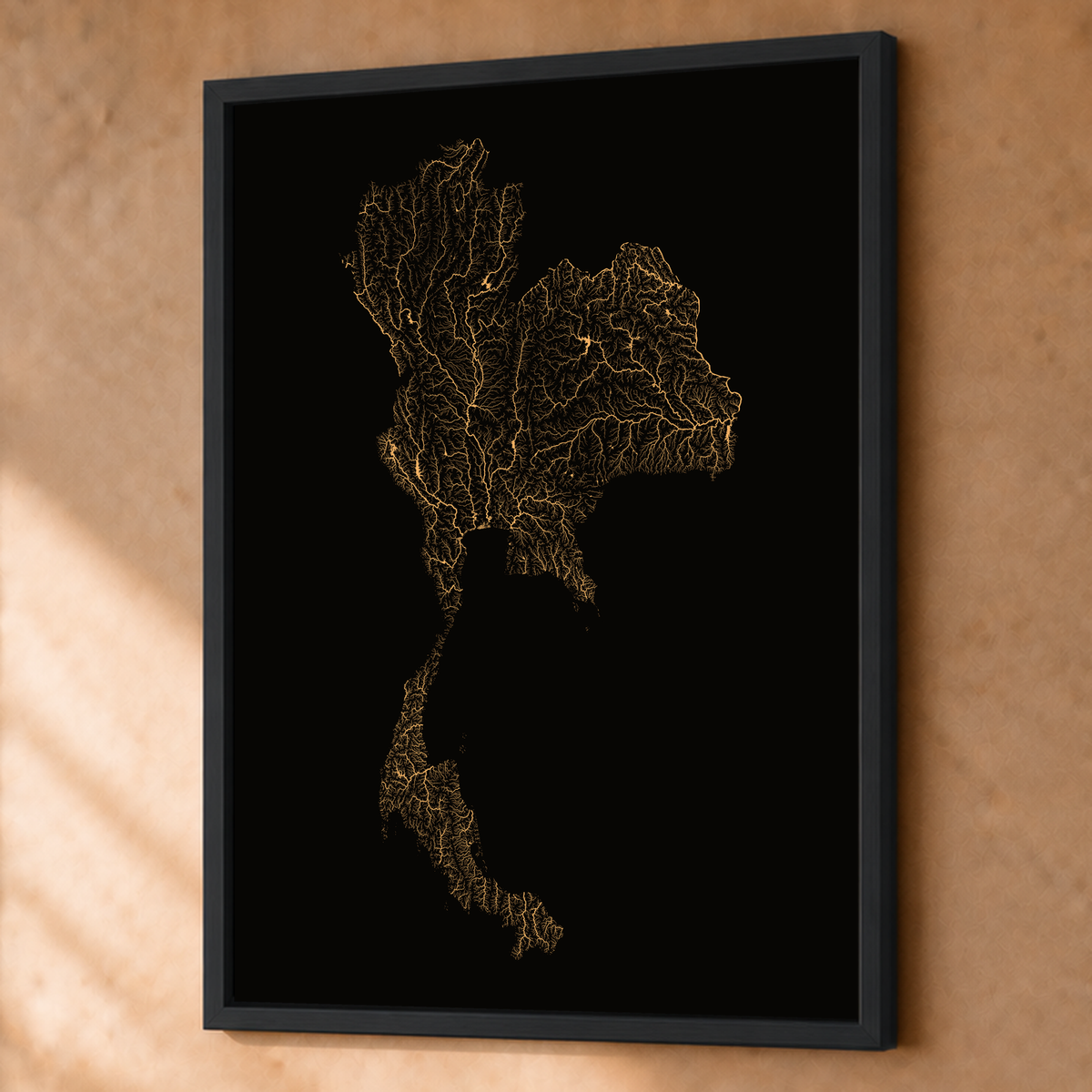 Quadro dos rios da Tailândia — Cobre, Preto · Sem margem — Fine art emoldurado — 3x4