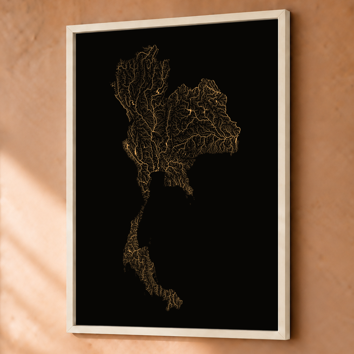 Quadro dos rios da Tailândia — Cobre, Branco · Sem margem — Fine art emoldurado — 3x4