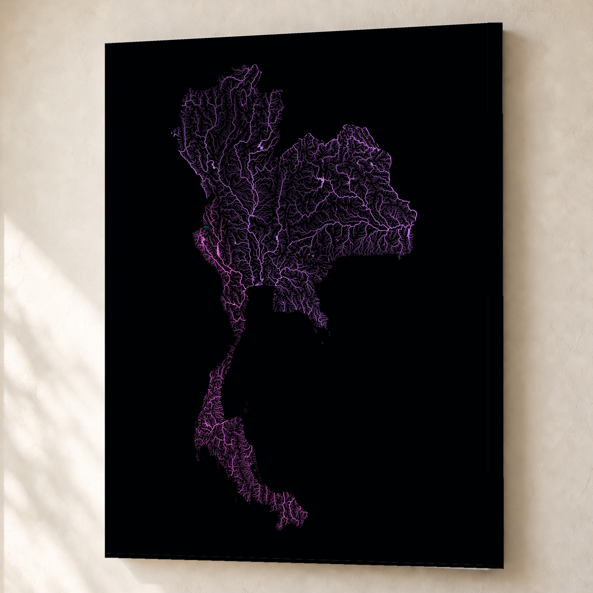 Quadro dos rios da Tailândia — Neon hidrográfico, Sem margem — Canvas — 3x4
