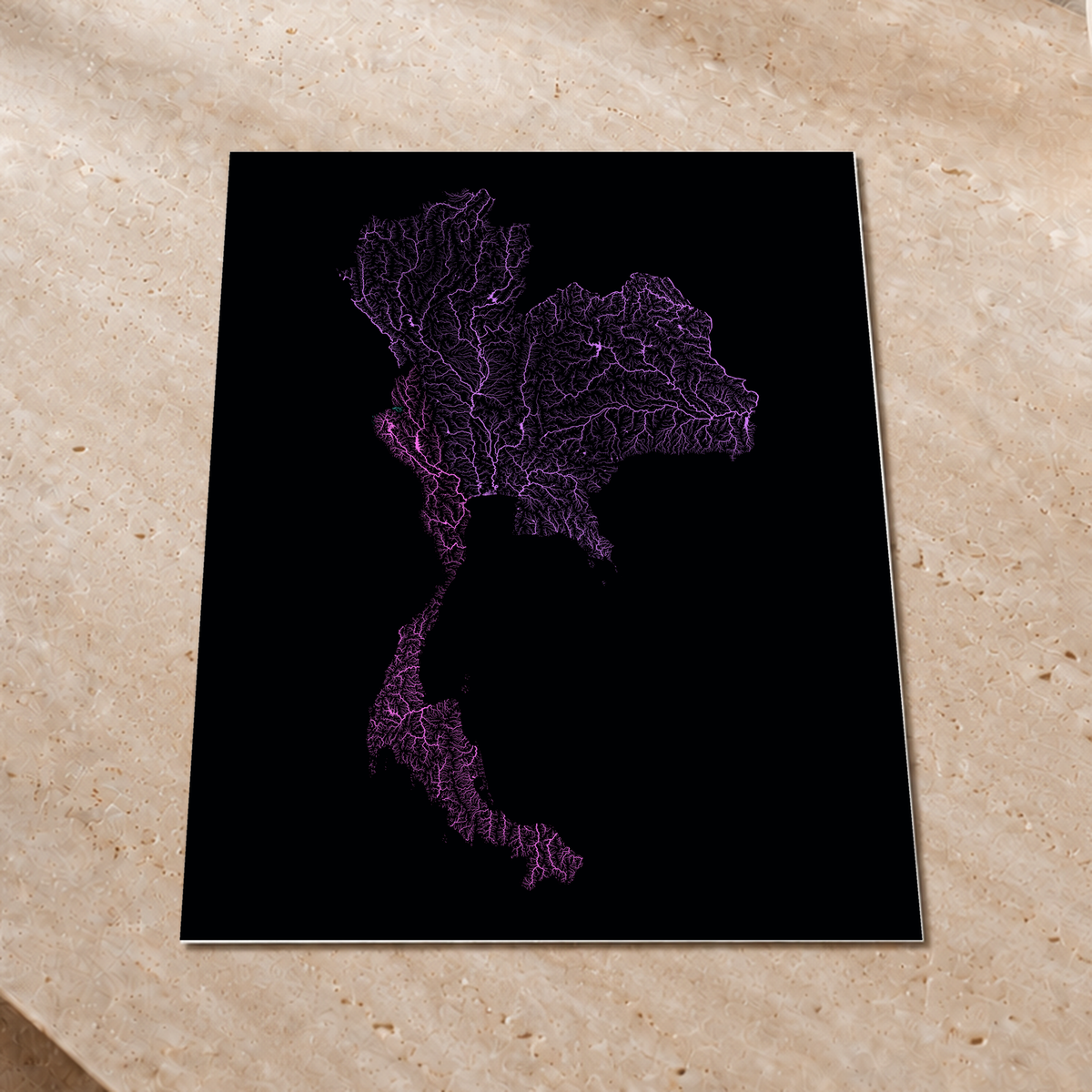 Quadro dos rios da Tailândia — Neon hidrográfico, Sem margem — Fine art print — 3x4