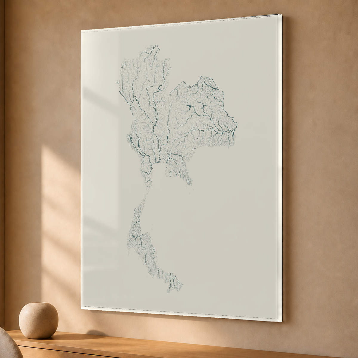 Quadro dos rios da Tailândia — Natural e luminosa, Sem margem — Acrílico — 3x4