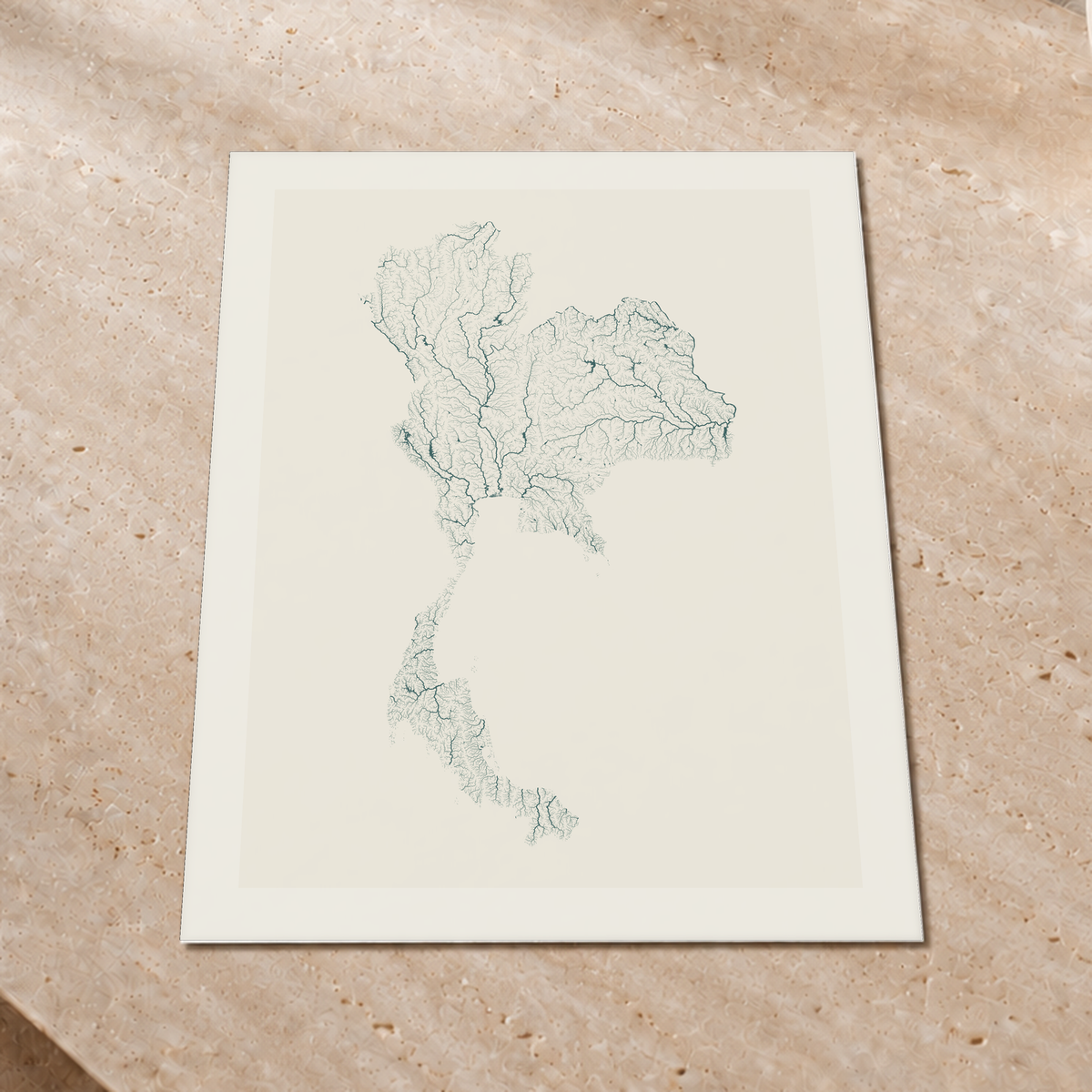 Quadro dos rios da Tailândia — Natural e luminosa, Margem branca — Fine art print — 3x4