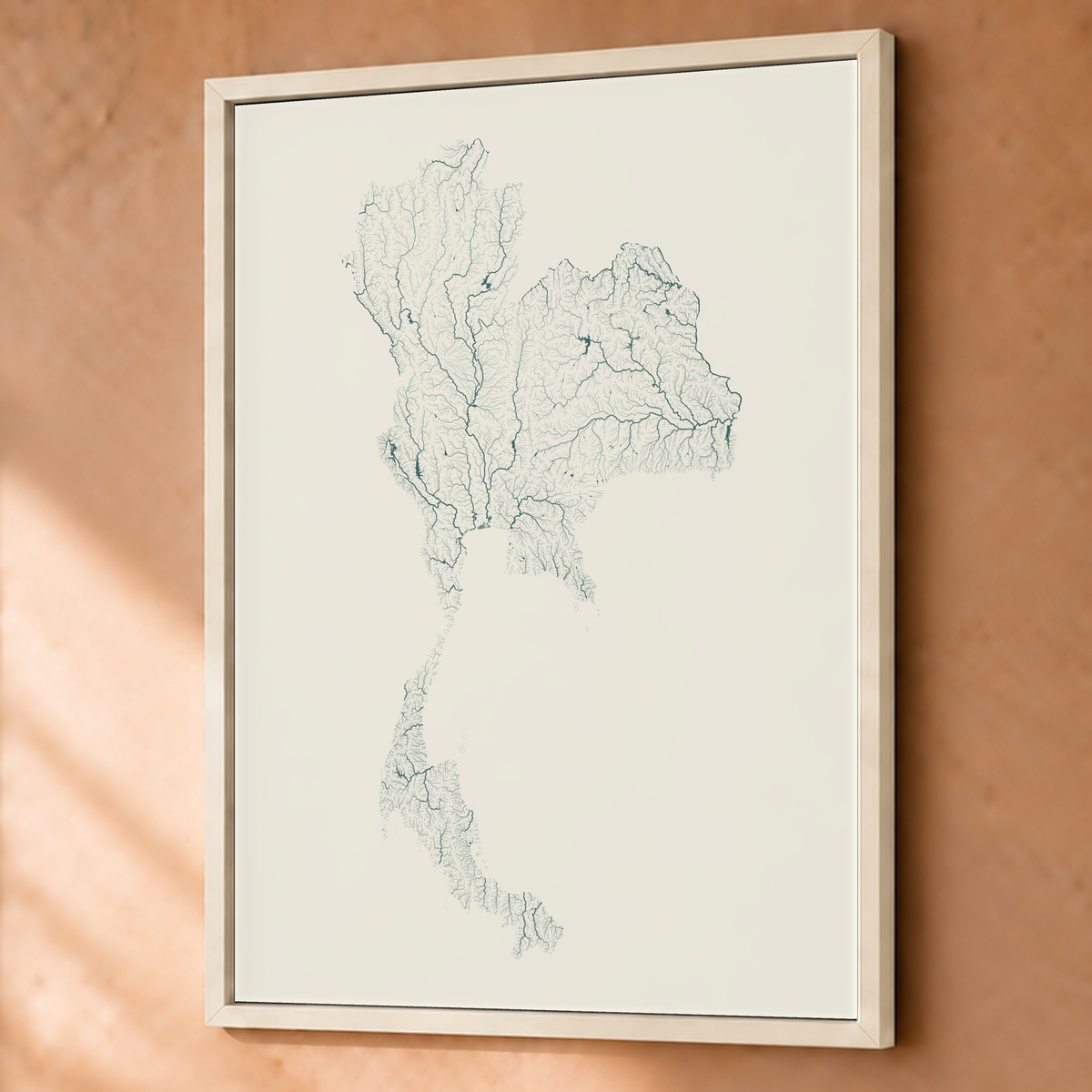 Quadro dos rios da Tailândia — Natural e luminosa, Branco · Sem margem — Fine art emoldurado — 3x4
