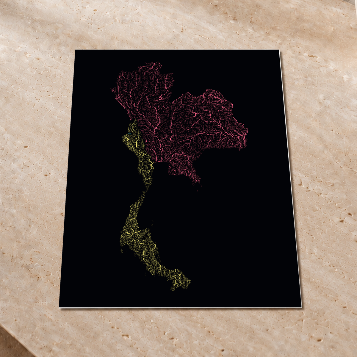 Quadro dos rios da Tailândia — Neon por território, Sem margem — Fine art print — 3x4