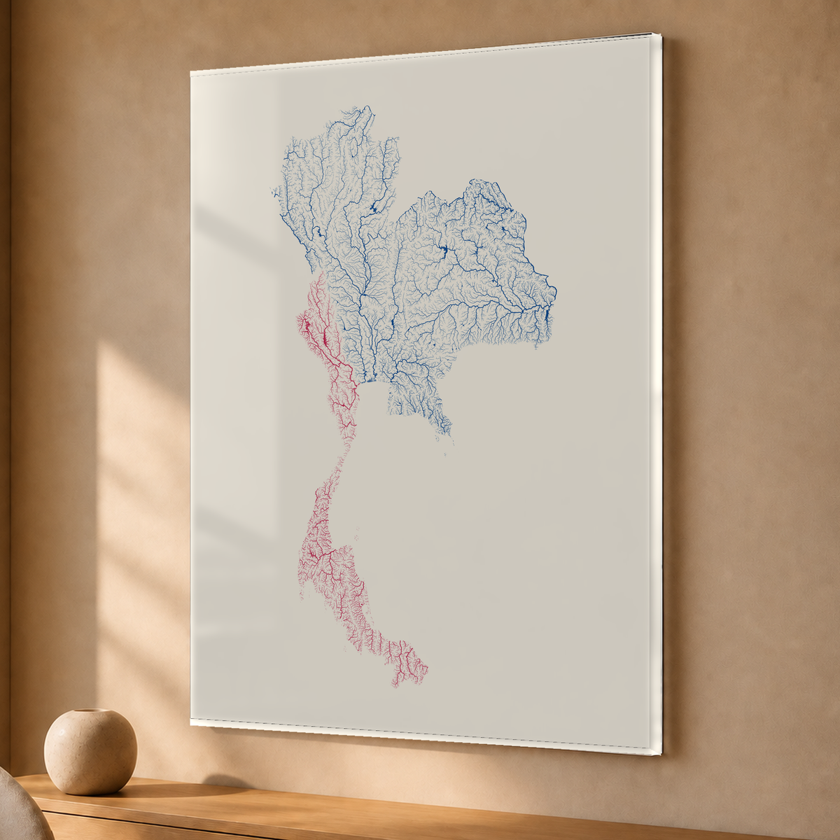 Quadro dos rios da Tailândia — Risografia, Sem margem — Acrílico — 3x4