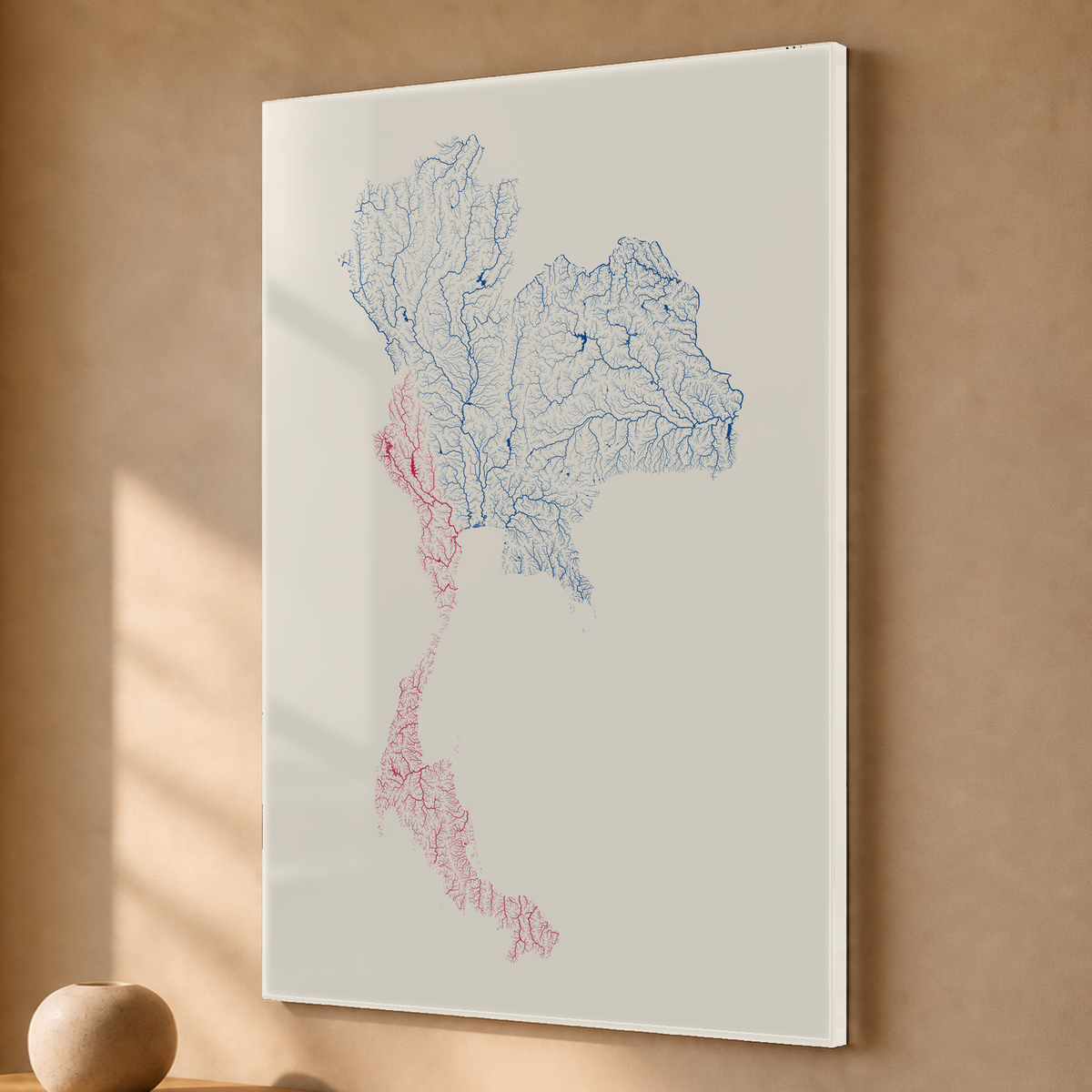 Quadro dos rios da Tailândia — Risografia, Sem margem — Acrílico — 2x3