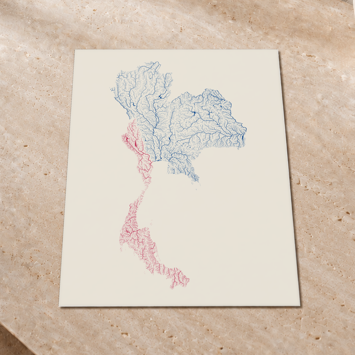 Quadro dos rios da Tailândia — Risografia, Sem margem — Fine art print — 3x4