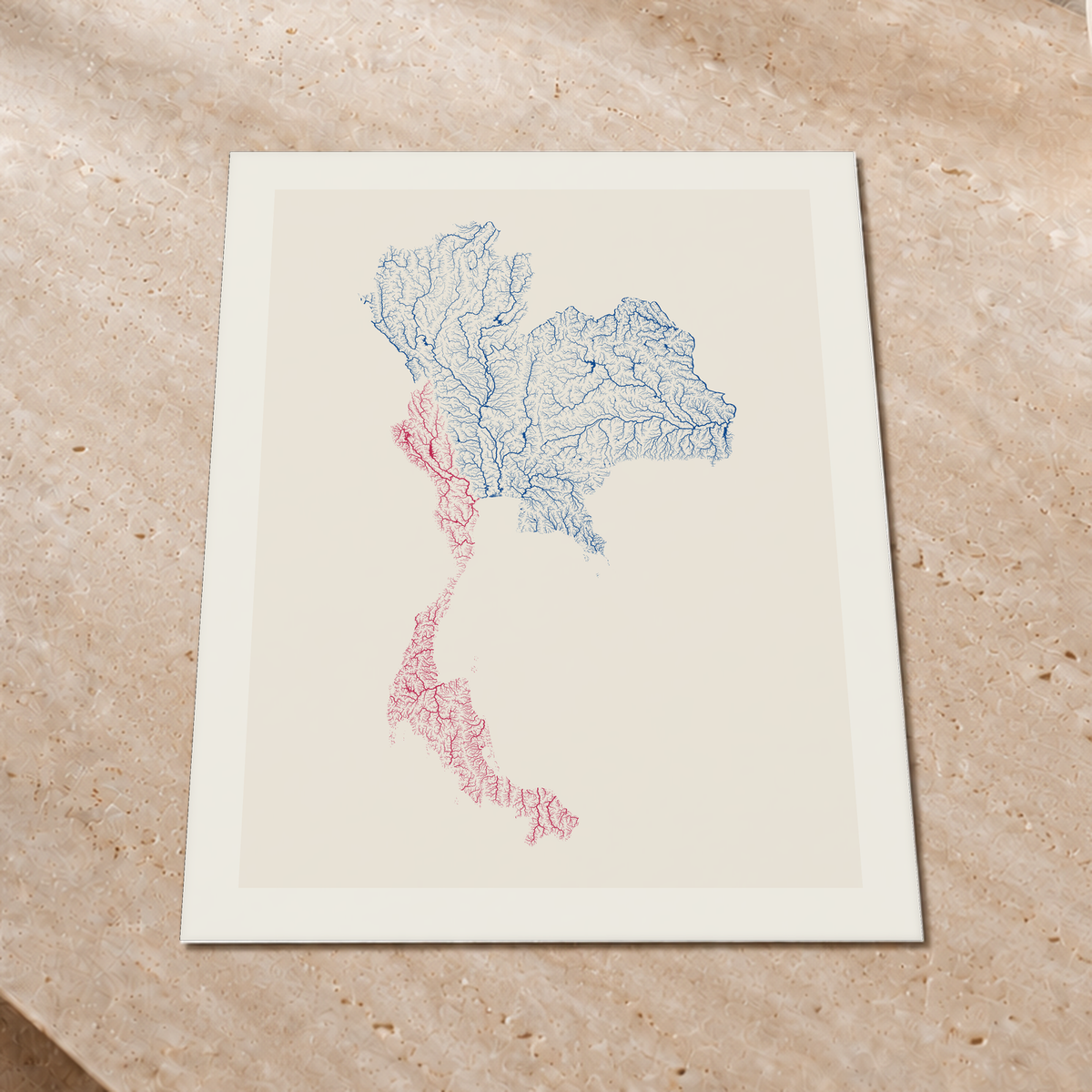 Quadro dos rios da Tailândia — Risografia, Margem branca — Fine art print — 3x4