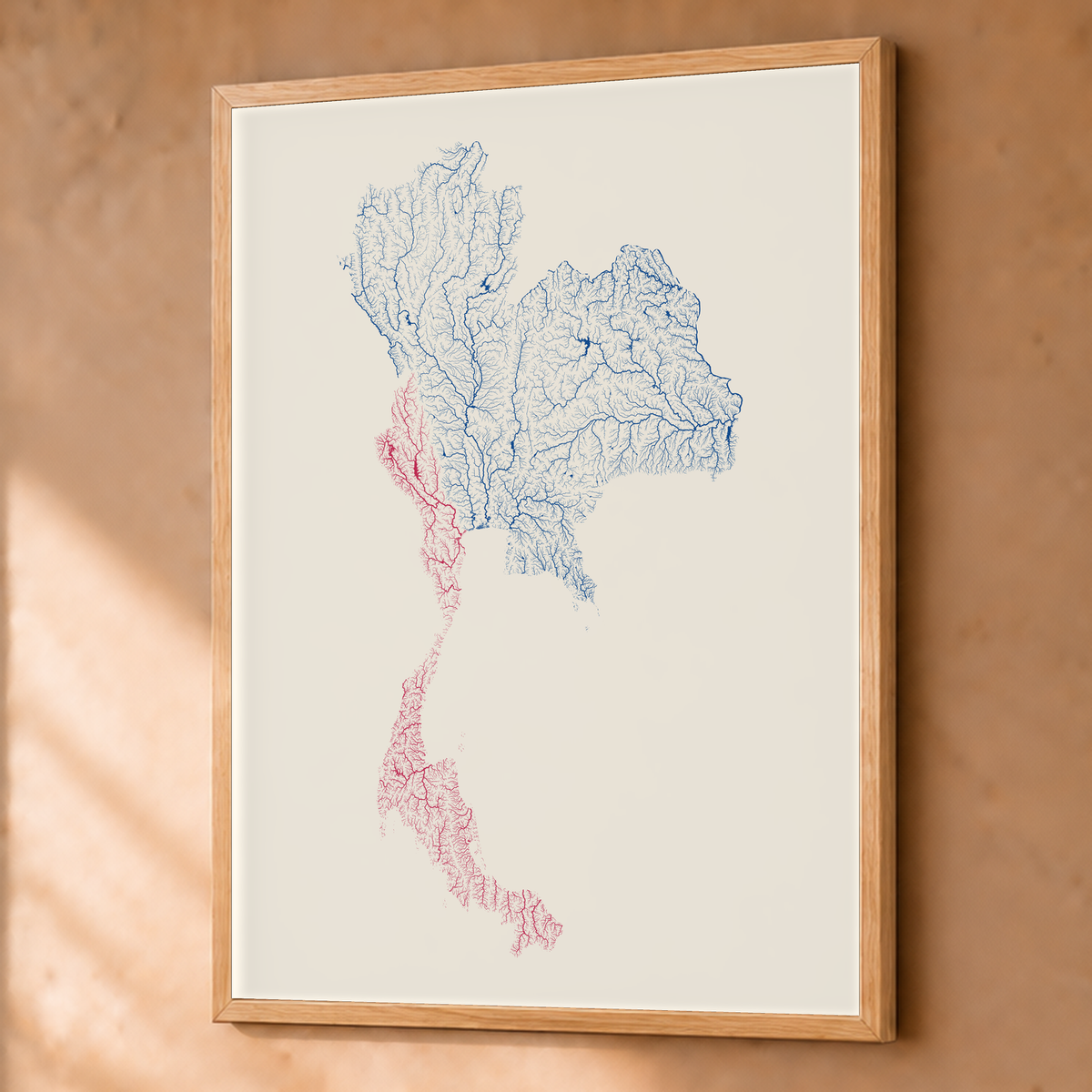 Quadro dos rios da Tailândia — Risografia, Natural · Sem margem — Fine art emoldurado — 3x4