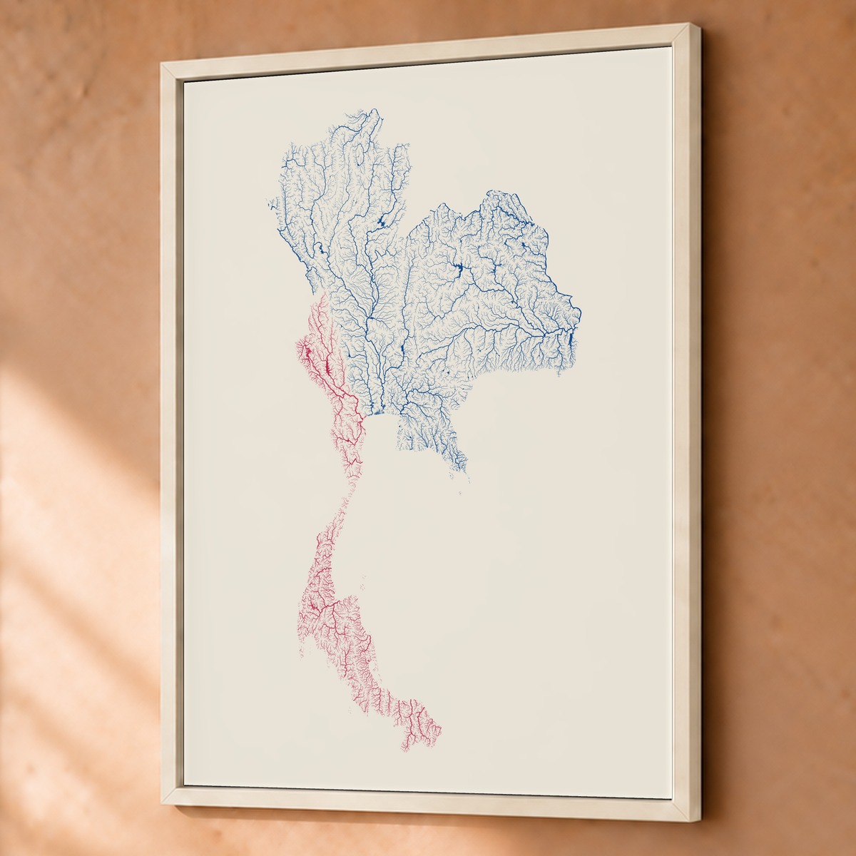 Quadro dos rios da Tailândia — Risografia, Branco · Sem margem — Fine art emoldurado — 3x4