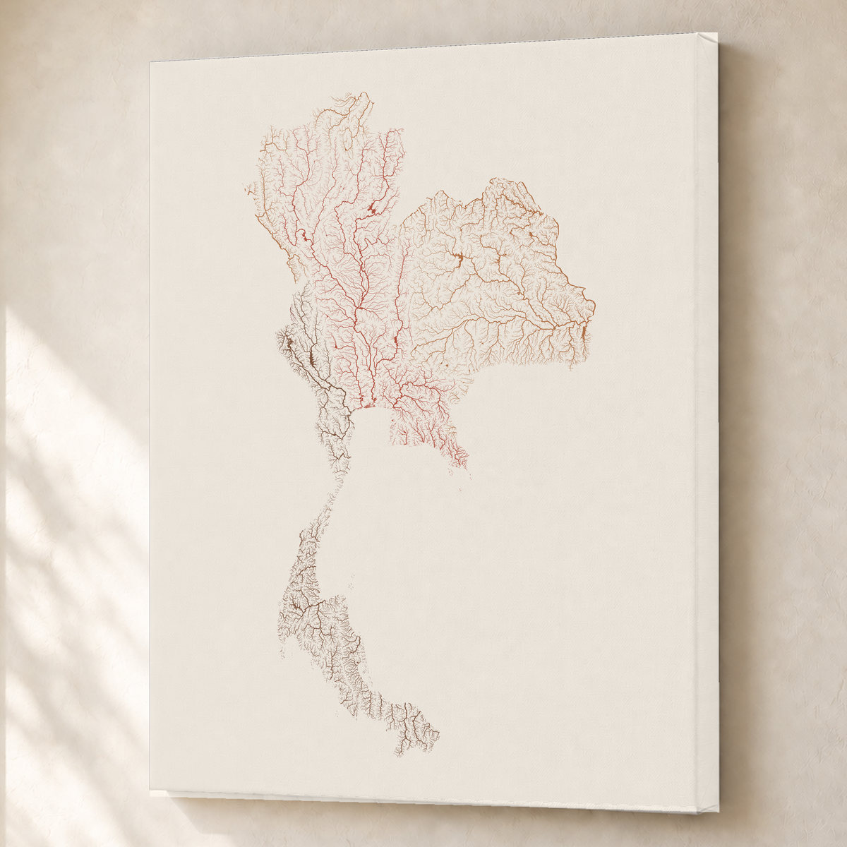 Quadro dos rios da Tailândia — Terracota e areia, Sem margem — Canvas — 3x4