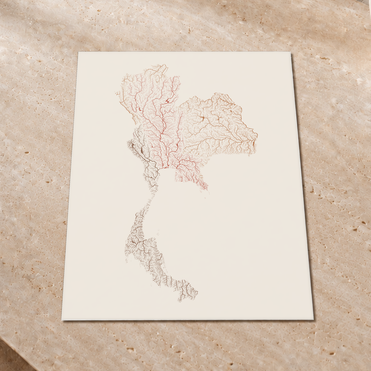 Quadro dos rios da Tailândia — Terracota e areia, Sem margem — Fine art print — 3x4