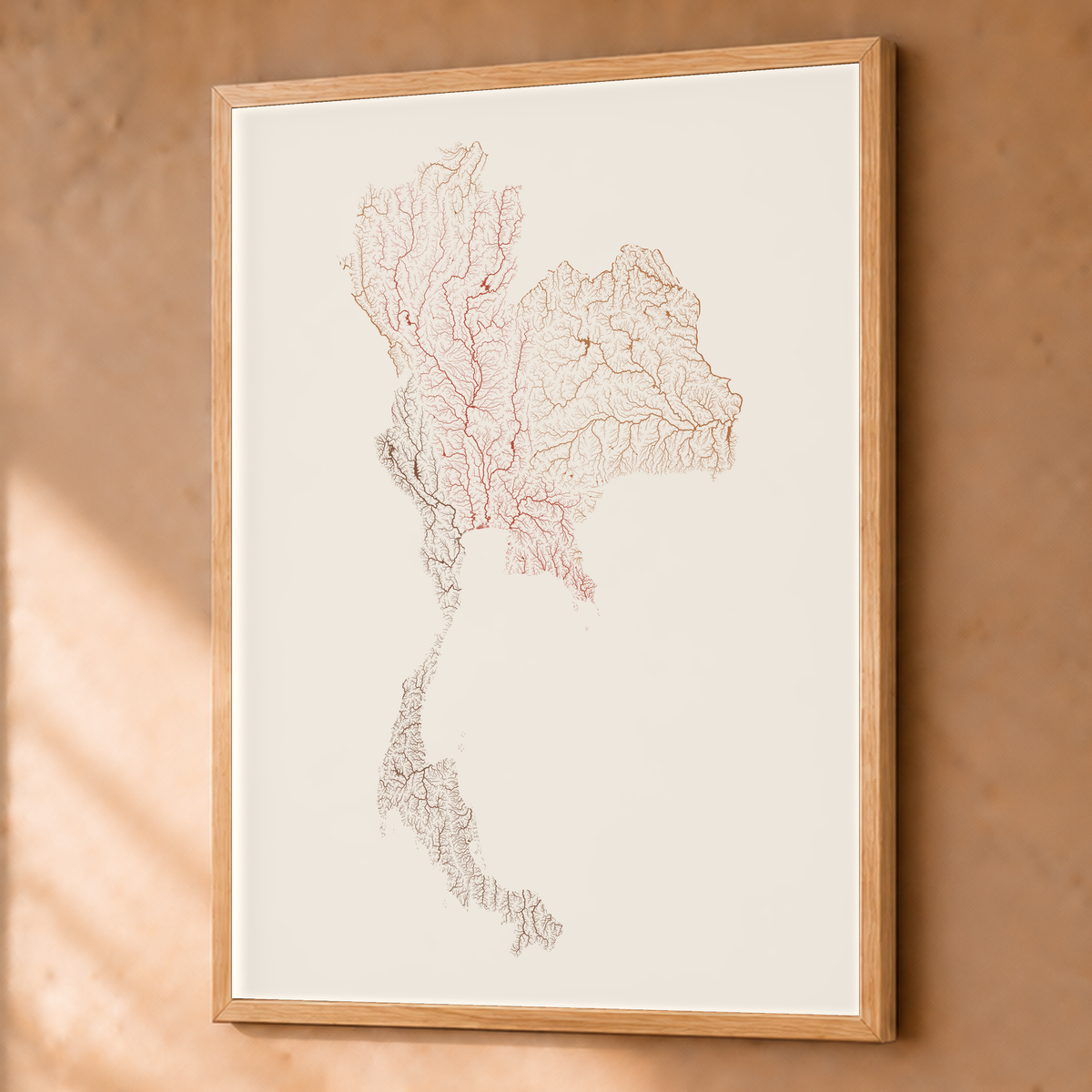 Quadro dos rios da Tailândia — Terracota e areia, Natural · Sem margem — Fine art emoldurado — 3x4