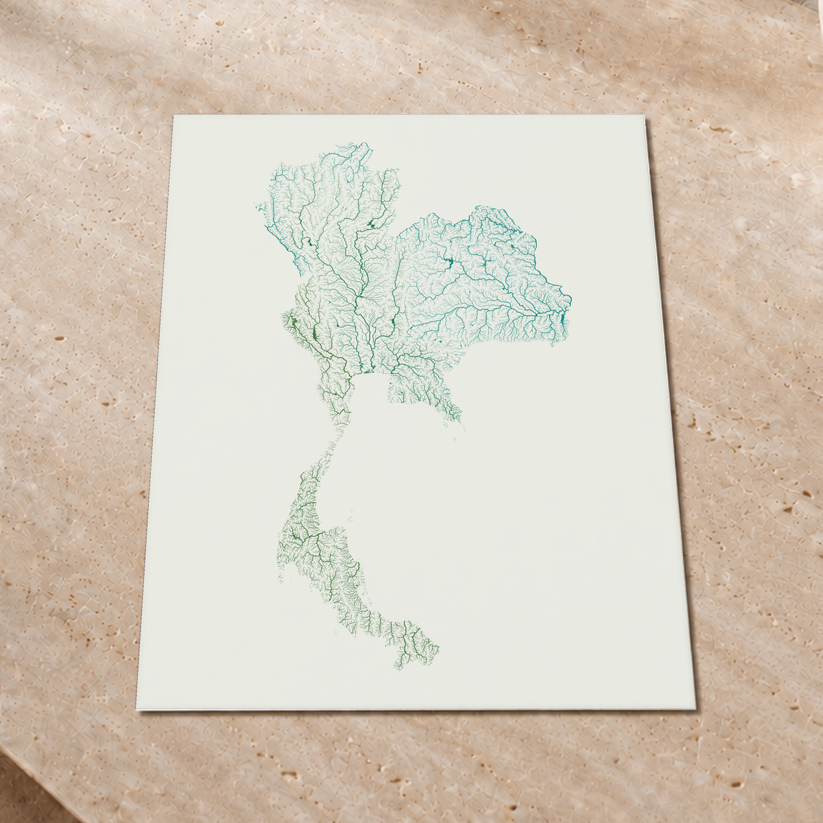 Quadro dos rios da Tailândia — Verde jade e porcelana, Sem margem — Fine art print — 3x4