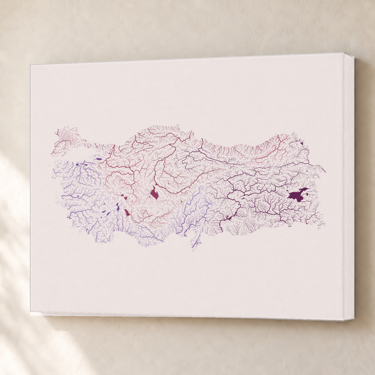 Quadro dos rios da Turquia — Ameixa e rosé, Sem margem — Canvas — 4x3