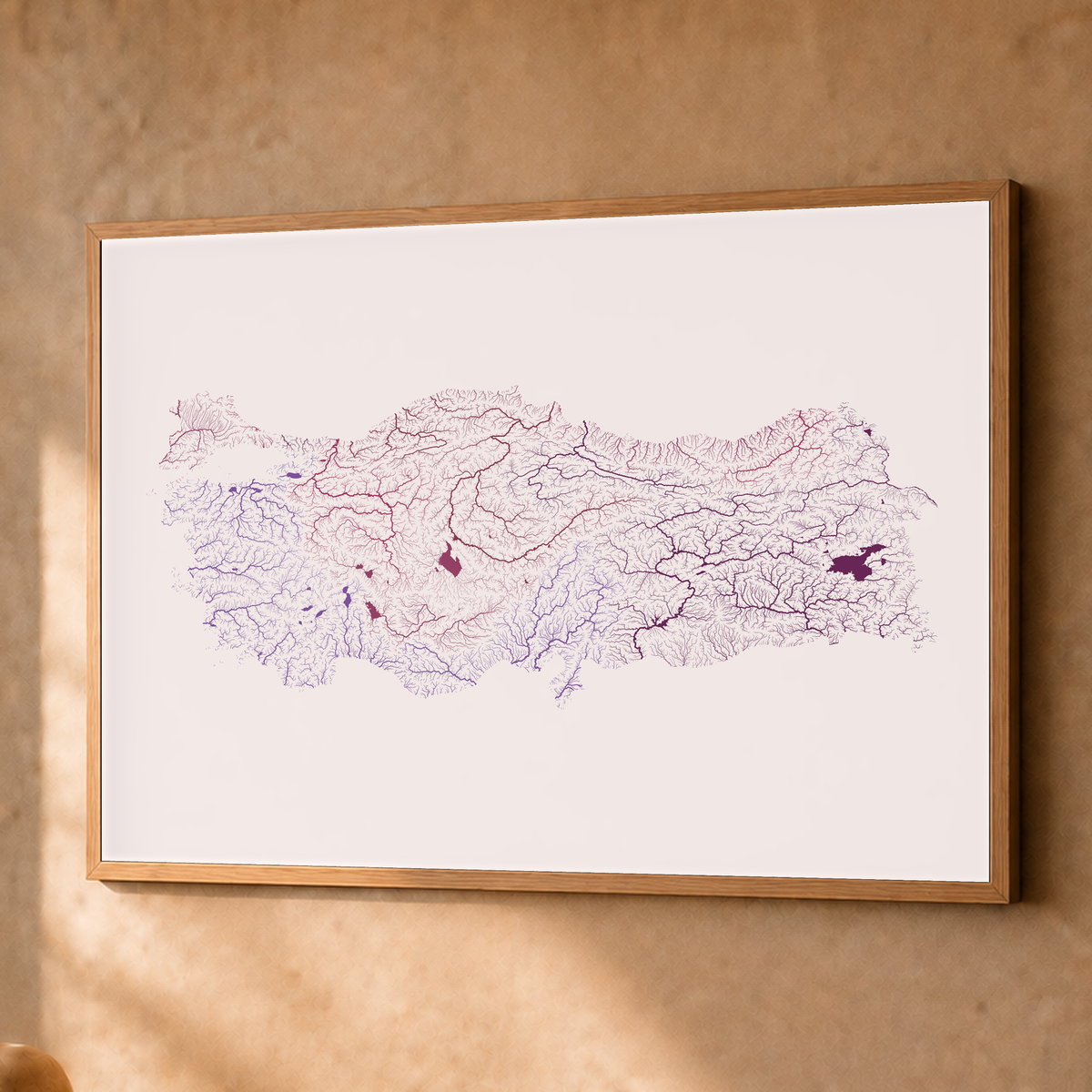 Quadro dos rios da Turquia — Ameixa e rosé, Natural · Sem margem — Fine art emoldurado — 4x3