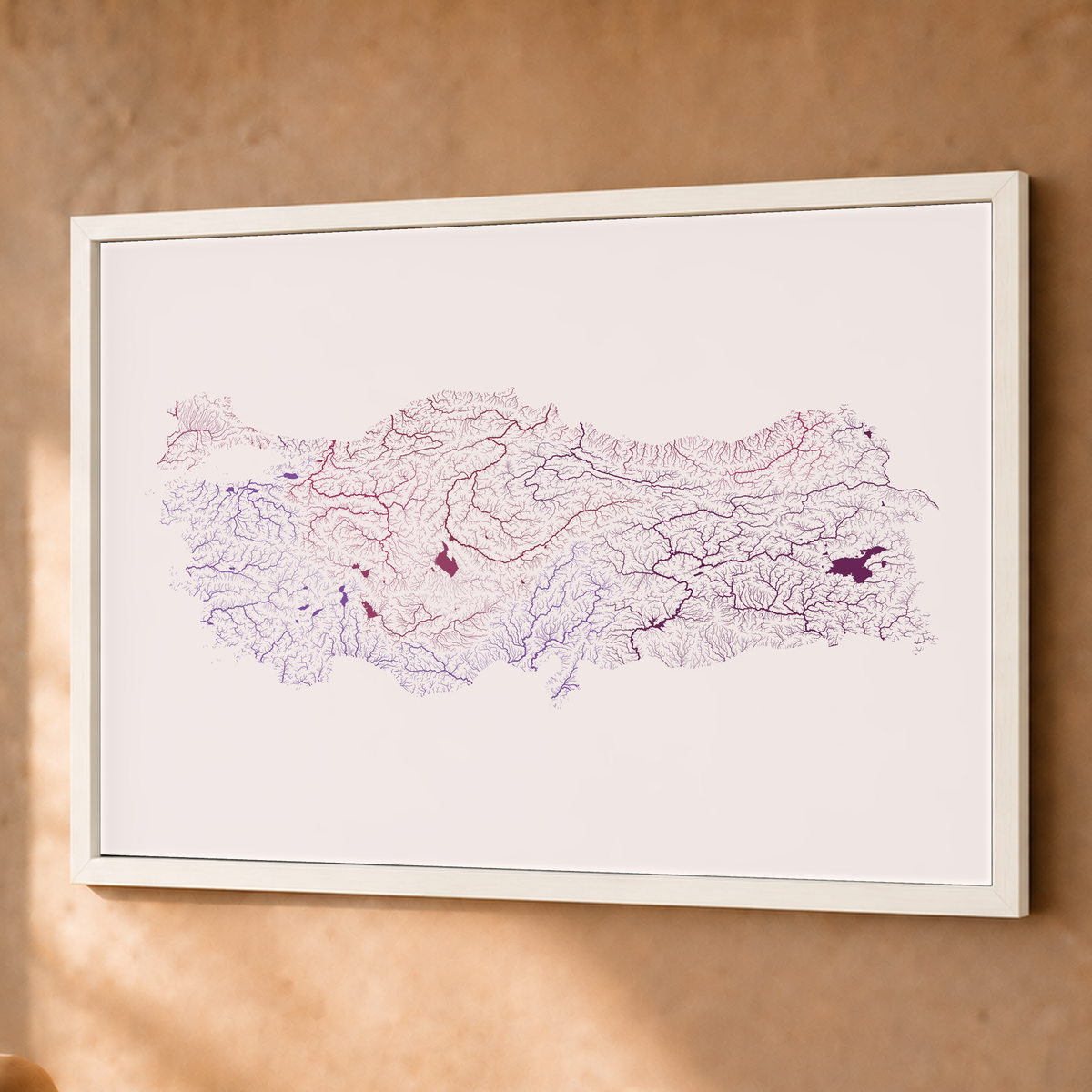Quadro dos rios da Turquia — Ameixa e rosé, Branco · Sem margem — Fine art emoldurado — 4x3