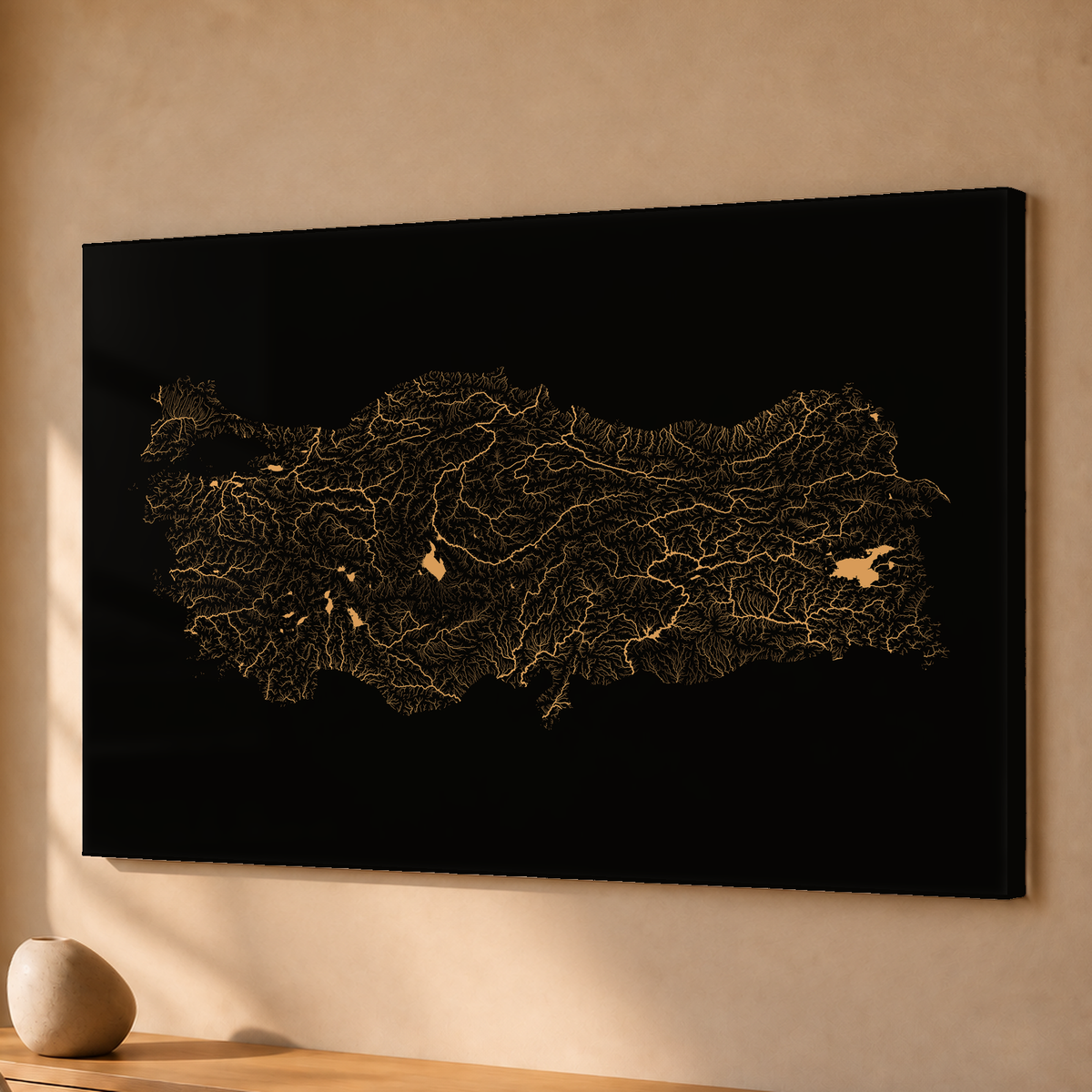 Quadro dos rios da Turquia — Cobre, Sem margem — Acrílico — 3x2