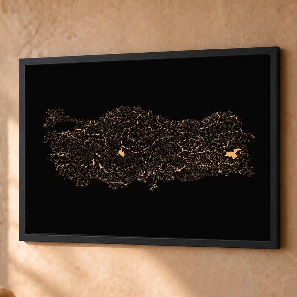 Quadro dos rios da Turquia — Cobre, Preto · Sem margem — Fine art emoldurado — 4x3
