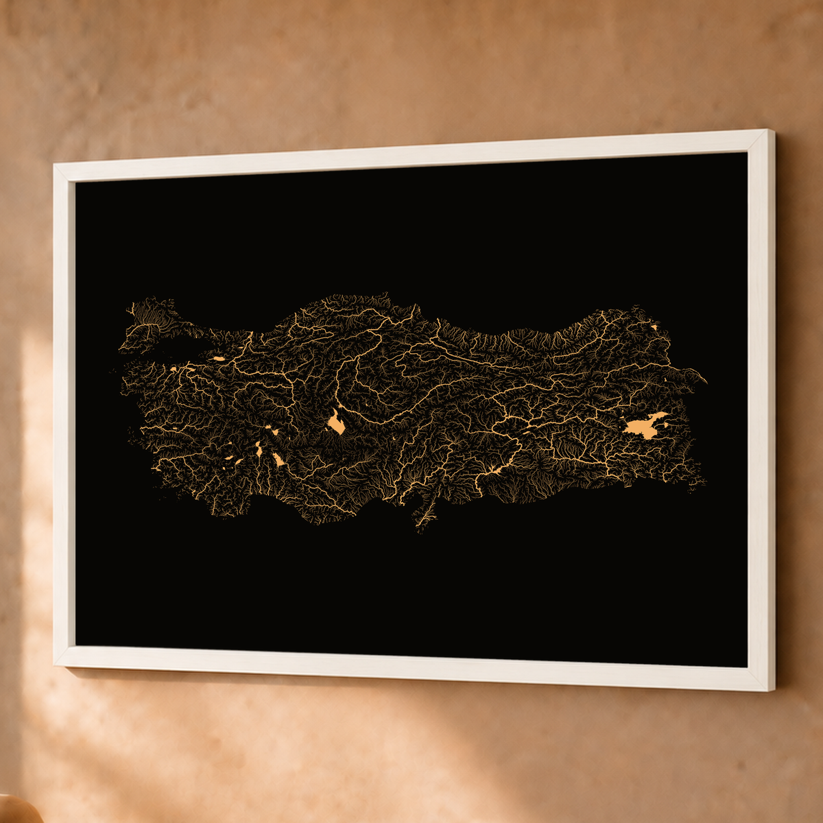 Quadro dos rios da Turquia — Cobre, Branco · Sem margem — Fine art emoldurado — 4x3