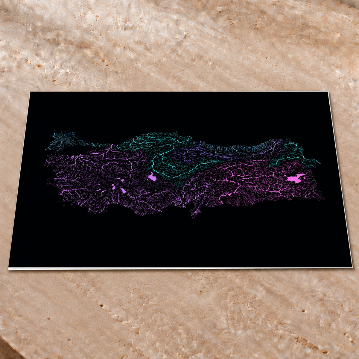 Quadro dos rios da Turquia — Neon hidrográfico, Sem margem — Fine art print — 4x3