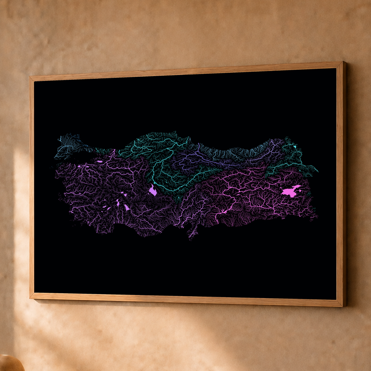 Quadro dos rios da Turquia — Neon hidrográfico, Natural · Sem margem — Fine art emoldurado — 4x3
