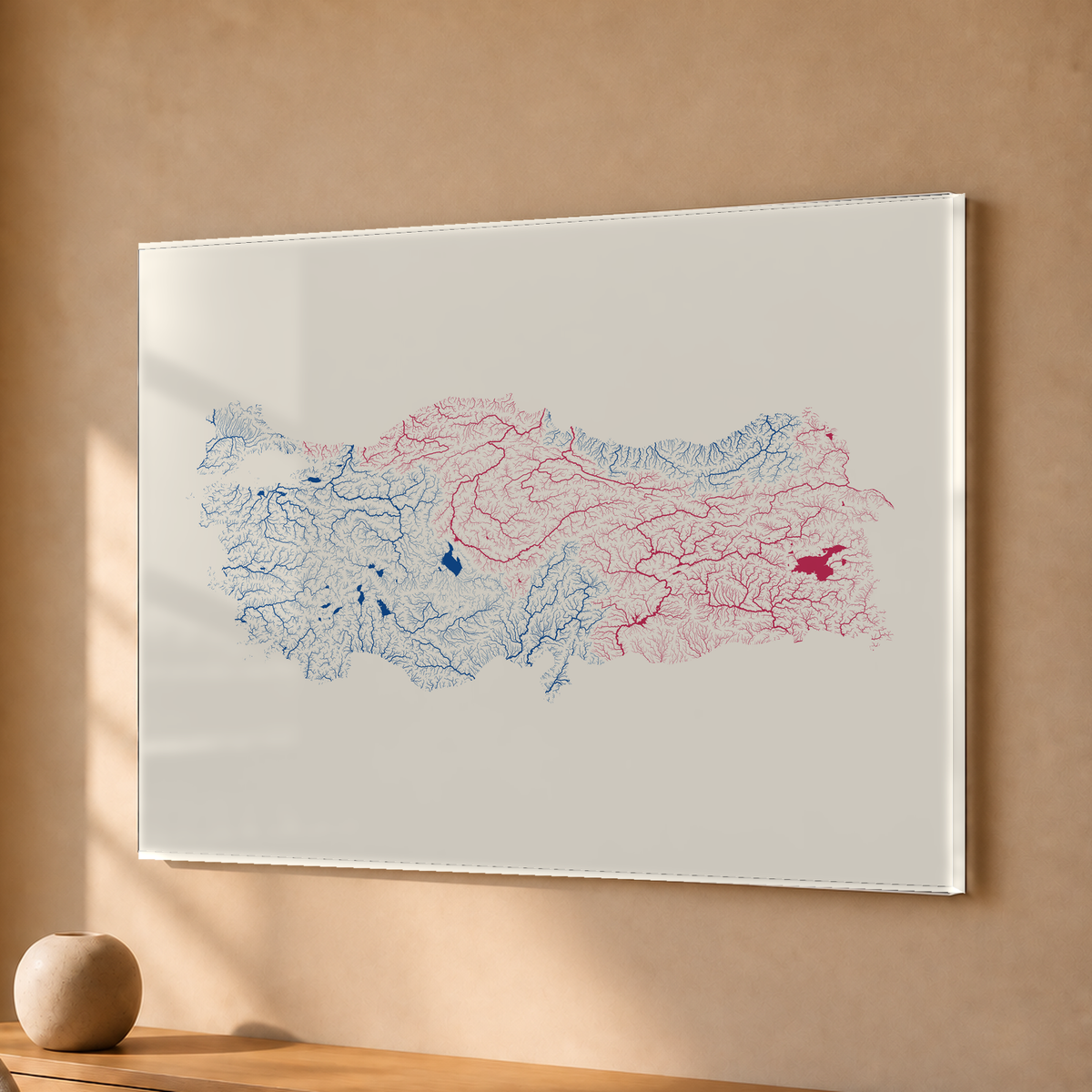 Quadro dos rios da Turquia — Risografia, Sem margem — Acrílico — 4x3