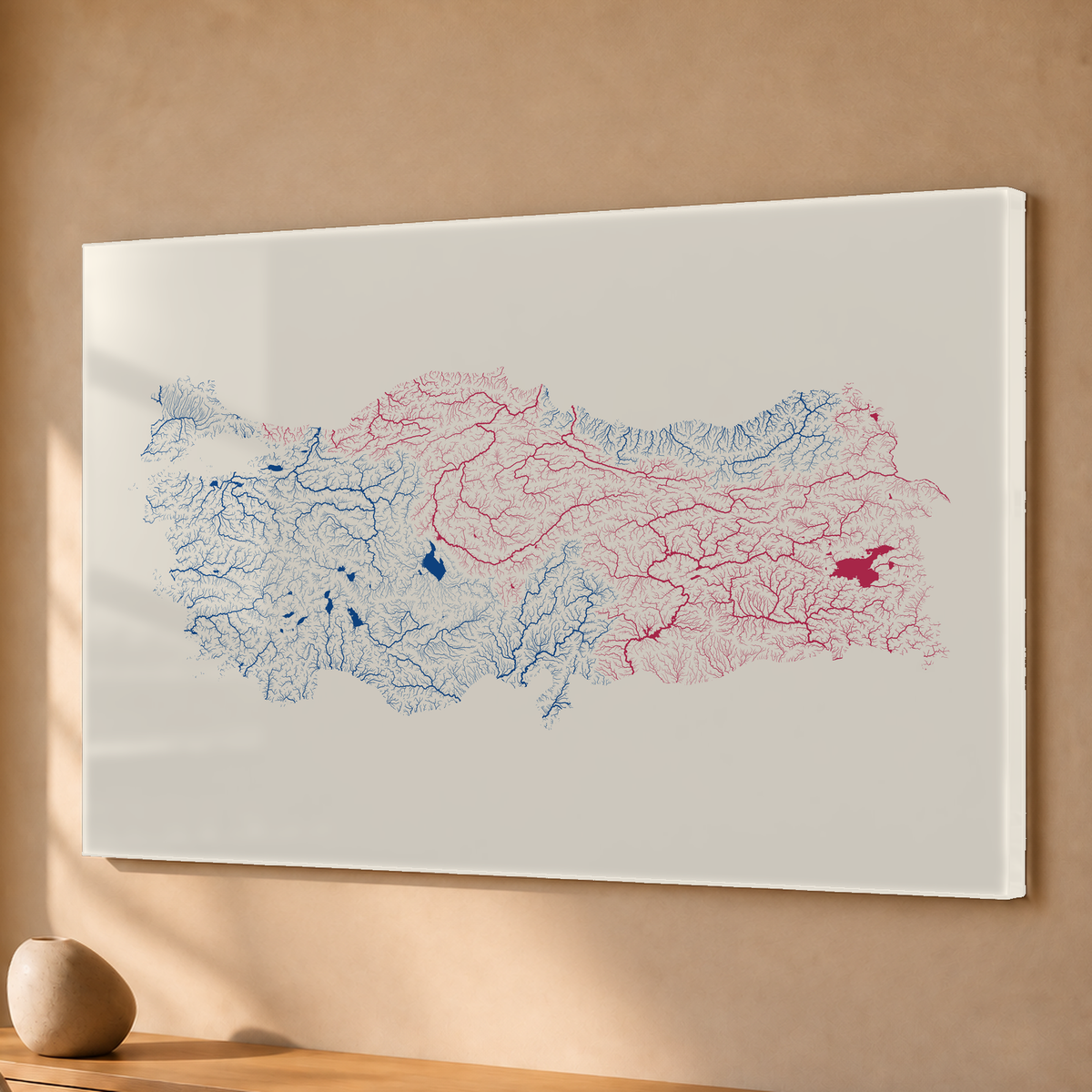 Quadro dos rios da Turquia — Risografia, Sem margem — Acrílico — 3x2