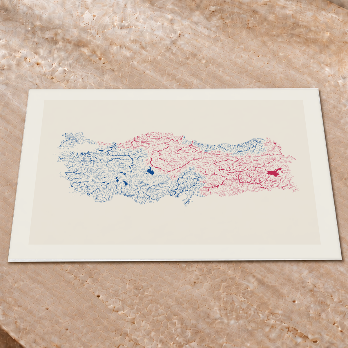 Quadro dos rios da Turquia — Risografia, Margem branca — Fine art print — 4x3