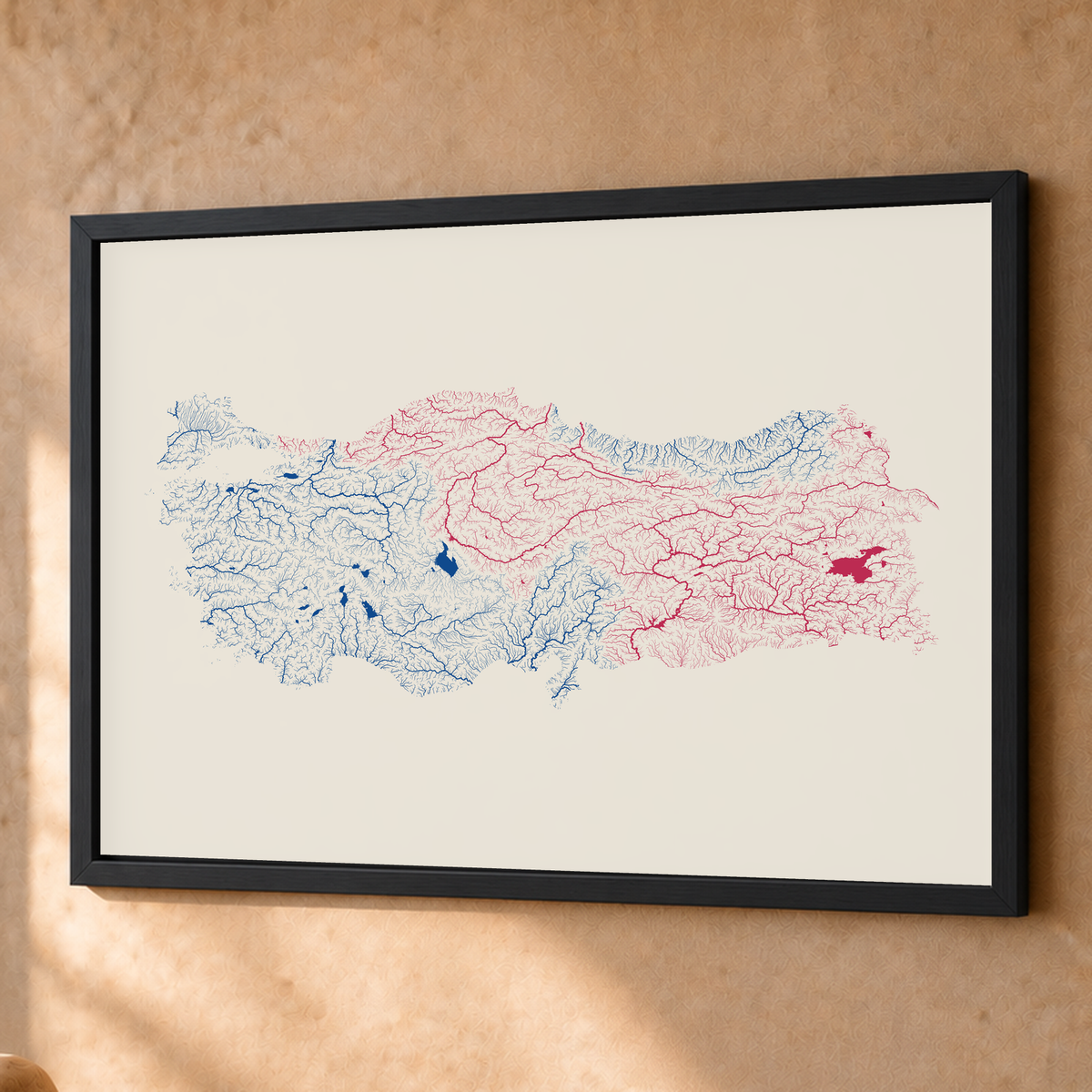 Quadro dos rios da Turquia — Risografia, Preto · Sem margem — Fine art emoldurado — 4x3