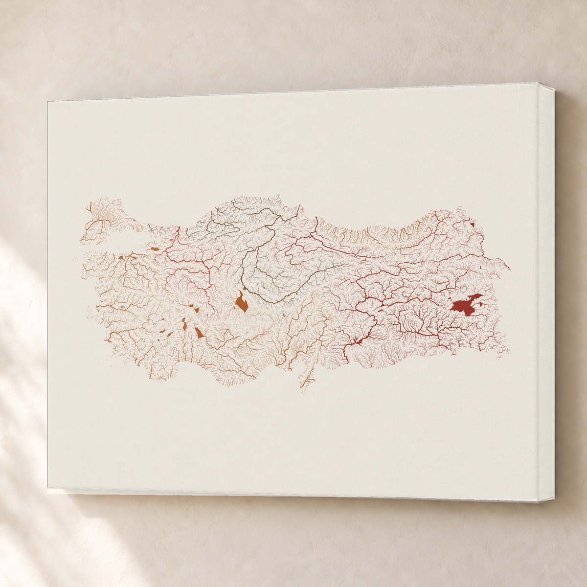 Quadro dos rios da Turquia — Terracota e areia, Sem margem — Canvas — 4x3