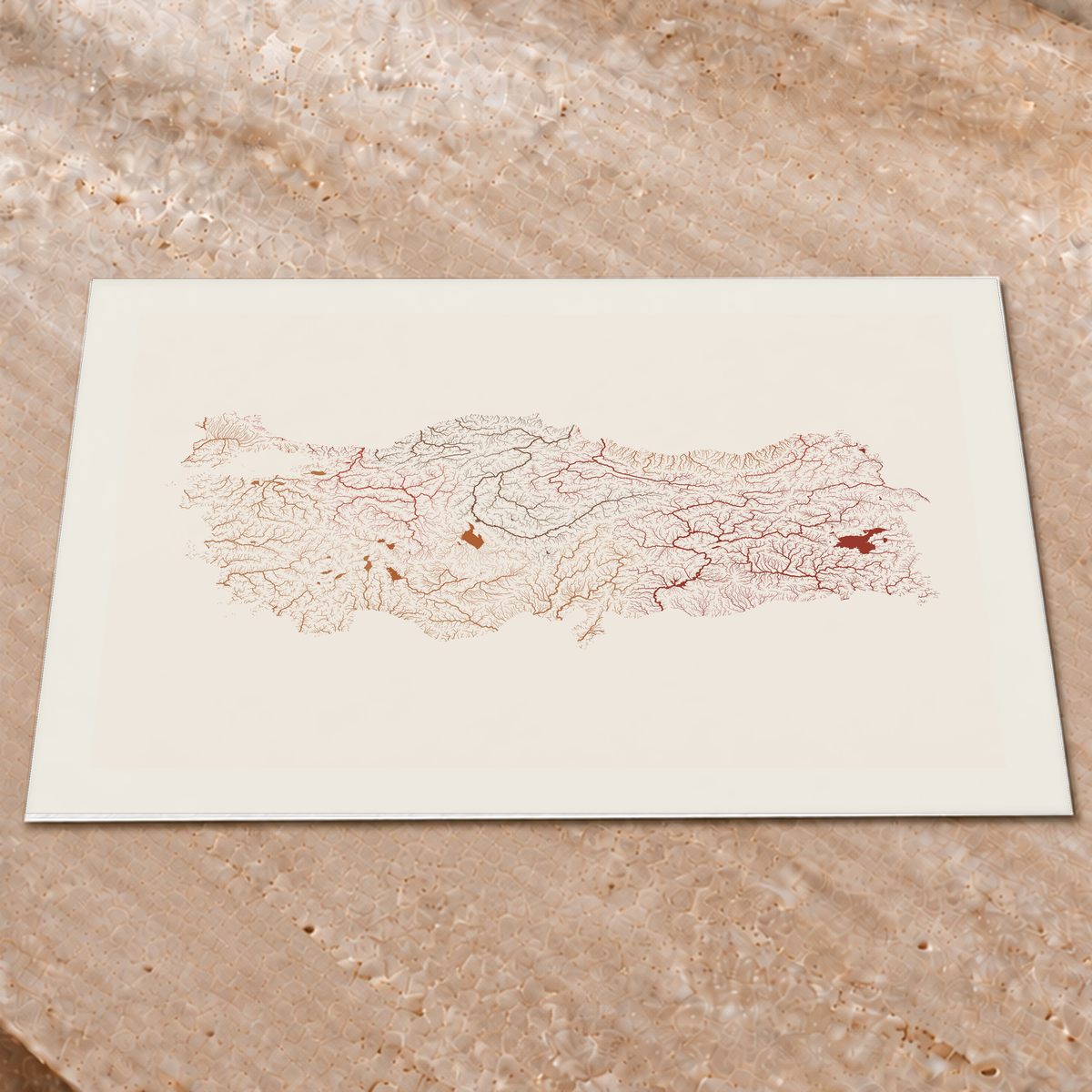 Quadro dos rios da Turquia — Terracota e areia, Margem branca — Fine art print — 4x3