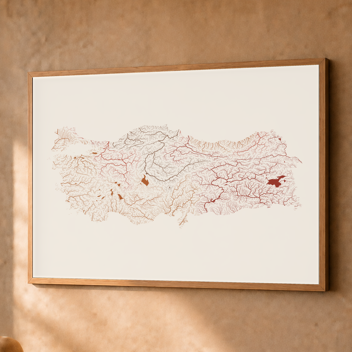 Quadro dos rios da Turquia — Terracota e areia, Natural · Sem margem — Fine art emoldurado — 4x3