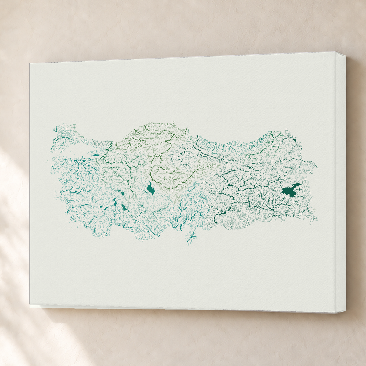 Quadro dos rios da Turquia — Verde jade e porcelana, Sem margem — Canvas — 4x3