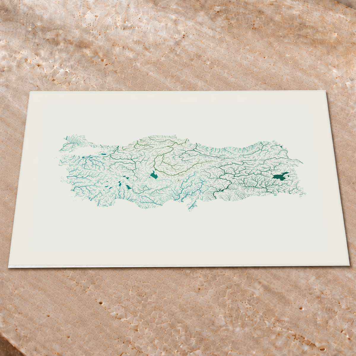 Quadro dos rios da Turquia — Verde jade e porcelana, Margem branca — Fine art print — 4x3