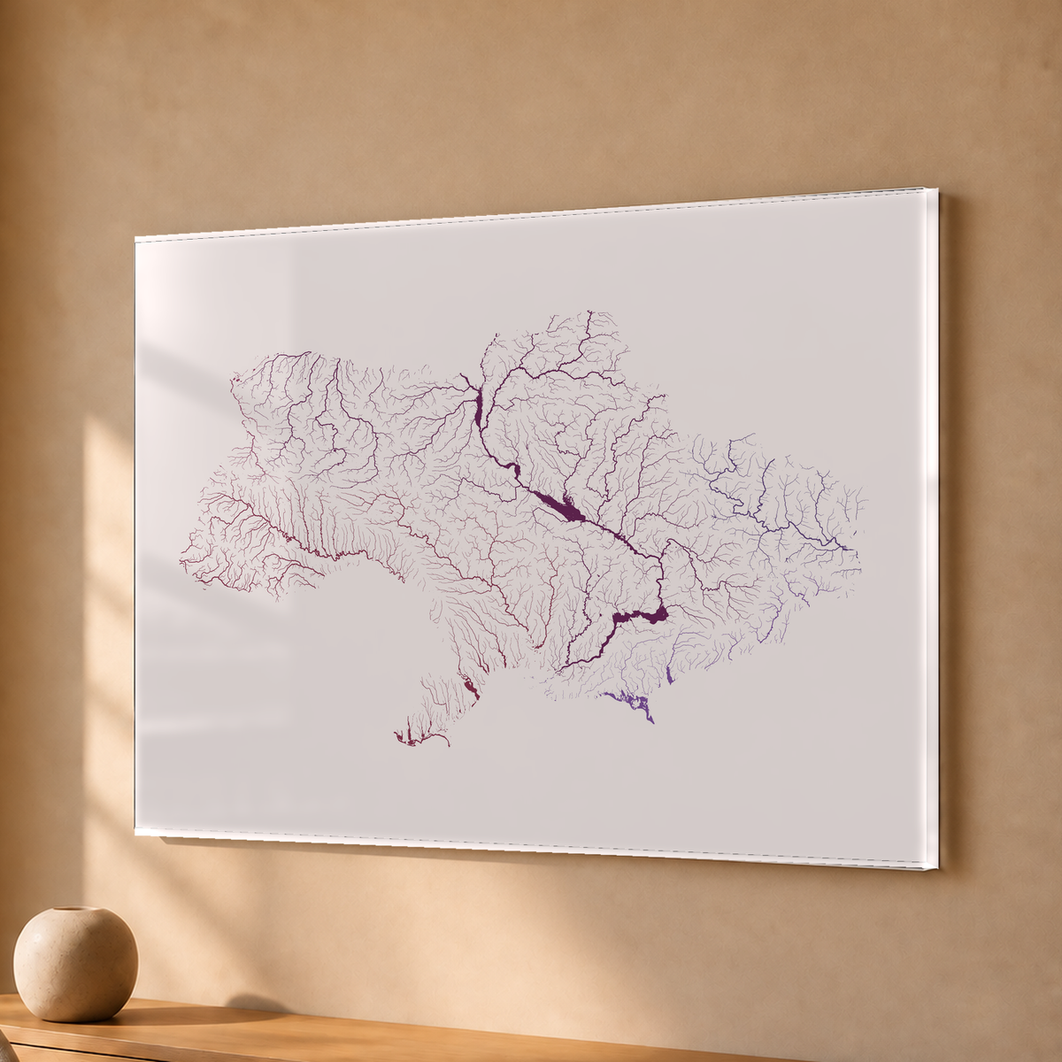 Beautiful Rivers — Ucrânia — Ameixa e rosé, Acrílico · 30 × 40 cm, Sem margem